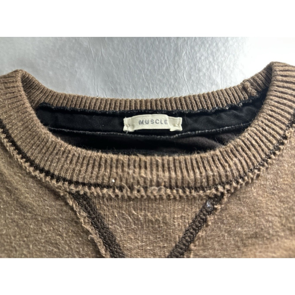 Abercrombie & Fitch Sweatshirt‎ Men's Large Muscle Fit Brown Crewneck Cotton - Picture 5 of 10